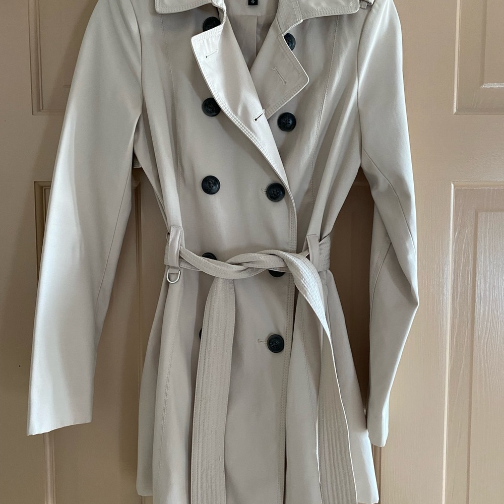 Express Cream Double-Breasted Trench Coat